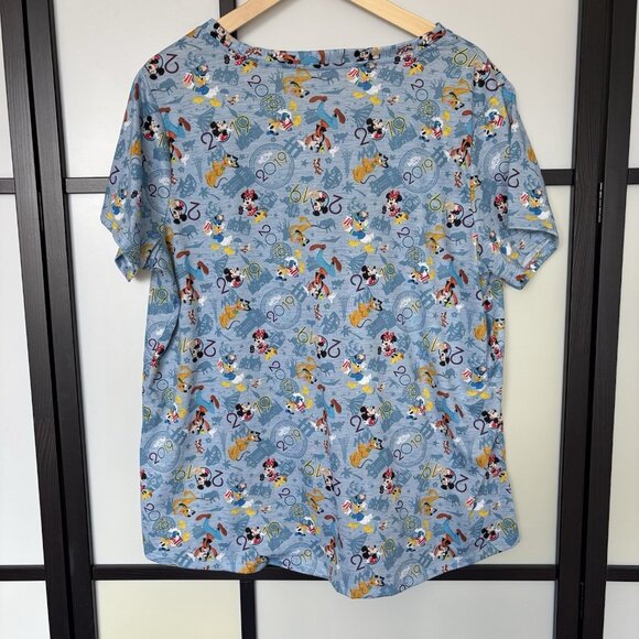 Walt Disney World EPCOT 2019 V-neck Short Sleeve Top Women’s 1X Blue Vacation - Picture 4 of 12
